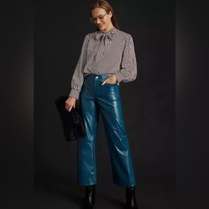 NWOT Anthropologie Maeve The Colette Patent Leather Blue Pants